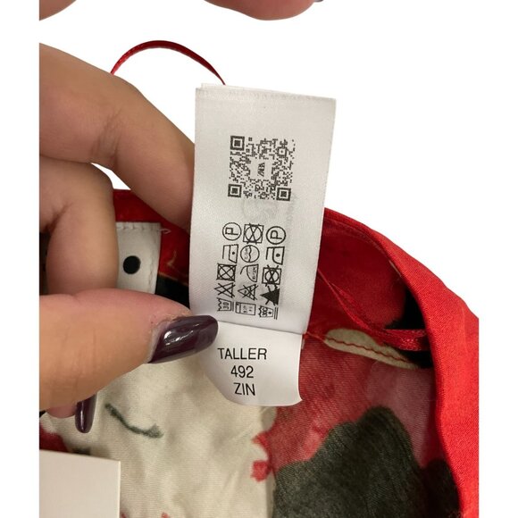 Zara Womens satin Skirt Medium M Red Floral Printed Midi Length 8702/069 NWT - Picture 9 of 15